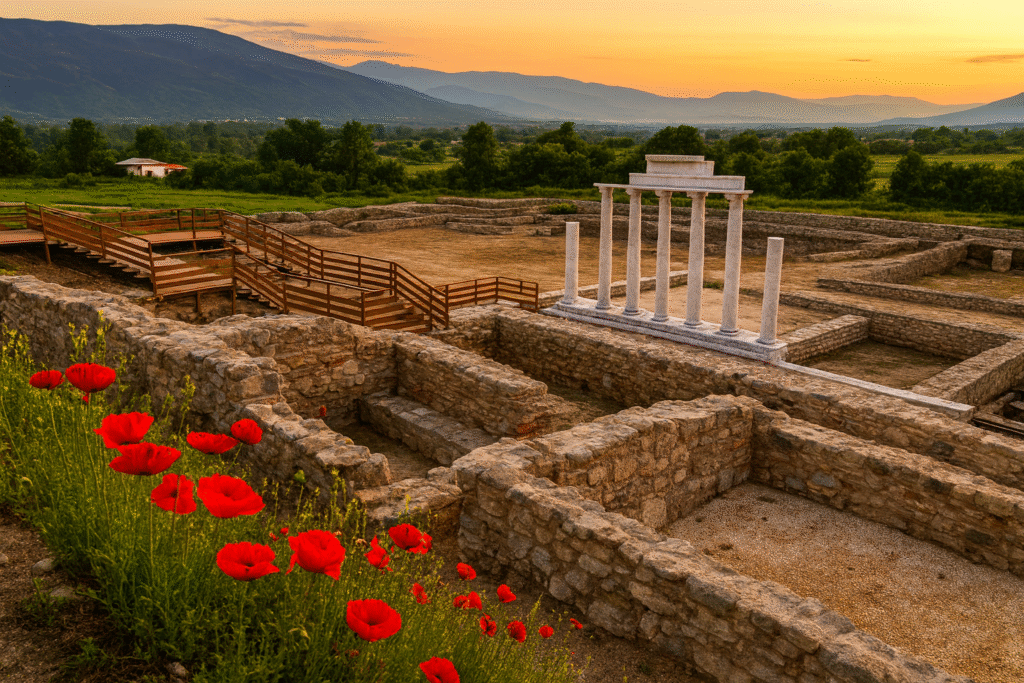 Хераклея Синтика, чиито руини днес са разкрити край село Рупите, е създадена през IV век пр. Хр. по времето на Филип II Македонски и по-късно прераства в голям град в рамките на римската провинция Македония. Тя е център на областта Синтика, населена от тракийското племе синти, разположена на важен път по течението на Струма между вътрешността на Балканите и Егейско море. Градът просъществува до късната античност, когато вероятно силно земетресение и промяна в търговските пътища водят до упадък и постепенното му изоставяне.