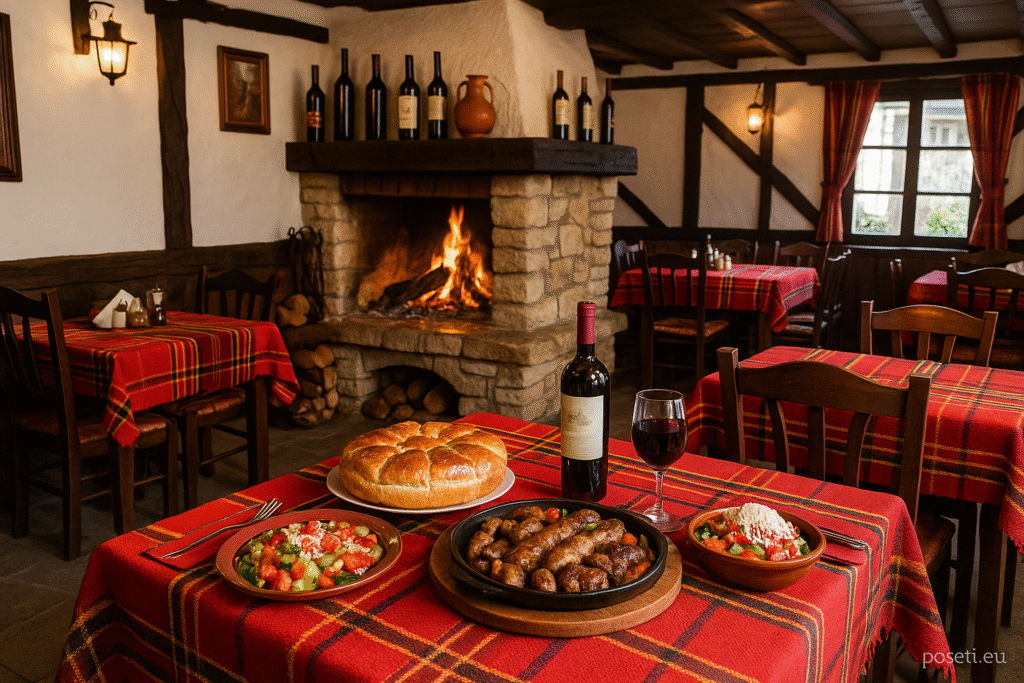 Истинската сила на мелнишкото вино обаче се усеща най-добре с храна. В някоя от местните механи, под асма или до камина, червеното вино се появява на масата заедно с гювечи, капама, печено агнешко, местни мезета и по-тежки гозби, които могат да „понесат“ плътността му. Тук няма нужда от дегустационни чашки и сложни описания – домакинът просто ще ви попита дали го искате по-леко или „по-сериозно“, ще донесе кана и ще ви остави сами да си говорите с вкуса. Често виното идва с история – за лозето на бащата, за дядото, който е правил вино „по друг начин“, за годината, в която градушката е взела половината реколта, но останалото е станало най-доброто вино на десетилетието.