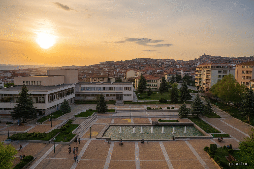 За тези, които предпочитат обществен транспорт, възможностите също са добри. Сандански е една от основните спирки по международната железопътна линия София – Кулата – Солун, така че влаковете от столицата към Гърция задължително минават оттук. Пътуването с влак София – Сандански отнема около три часа и половина до четири, но маршрутът през Искърското дефиле, Кресненското дефиле и долината на Струма е достатъчно живописен, за да не усетите кога сте пристигнали. От гарата до центъра можете да стигнете пеш за около 15–20 минути или с такси за няколко минути – така много гости на хотелите в Сандански пристигат буквално с малък куфар и без да сядат зад волана.