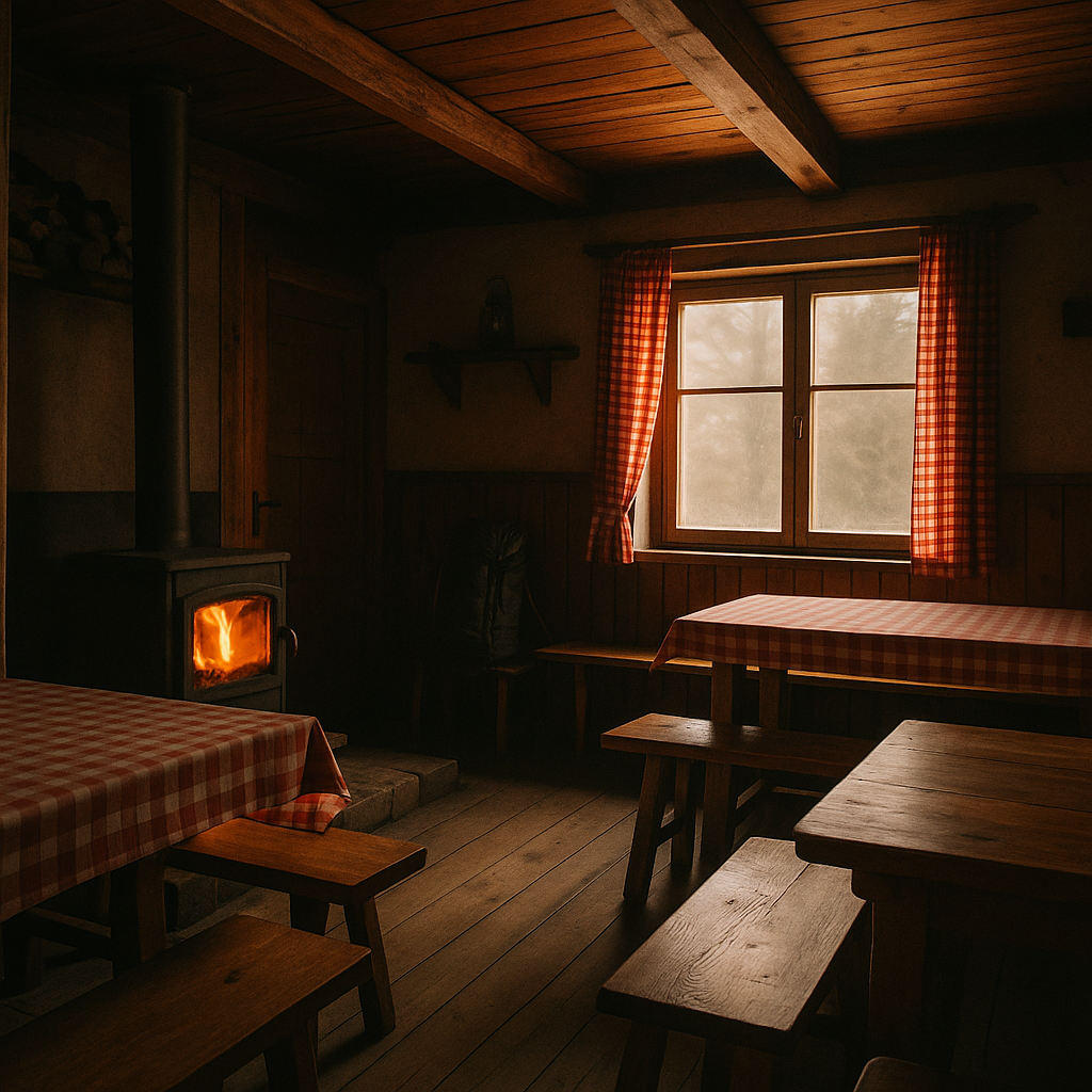 Хижата е онзи тип уют, който не се купува, а се чувства. Стаите са чисти, леглата са твърди, стените пазят тишина, следи от обувки и истории. Има скърцане, което не дразни, а припомня, че не си в град. Дърво, топлина, мирис на чай, дим от печка. Вечер хората говорят тихо. Нищо показно. Ако слезеш рано сутрин в столовата, има шанс да видиш някой да стяга раница в тишина — ритуал, който не търси публика.